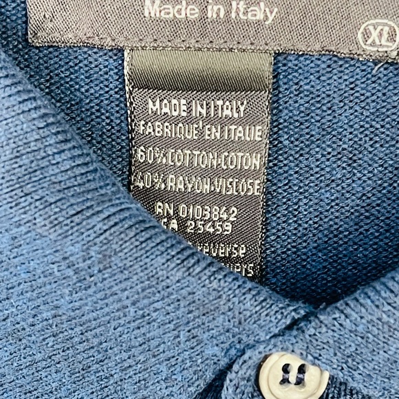 Nwt-TOSCANO ITALY Sweater Men Size XL Pure Merino Wool Blue 1/4 Button Pullover - Picture 3 of 7